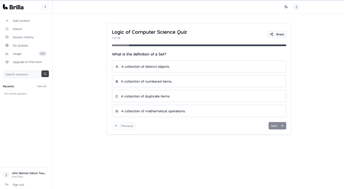 Brilla Quizzes - Personalized assessment and practice